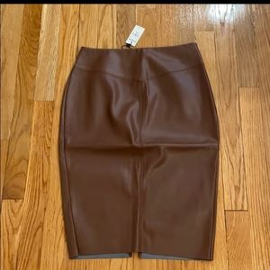 NWT Express Brown Faux-Leather Pencil Skirt!!!